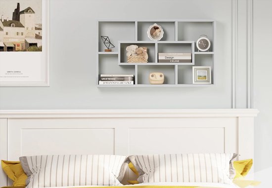 Witte Hangende Wandplank - Wandplank Zwevend - Zwevende Boekenkast - Opslagplank voor Planten, Boeken en Decoratie - Organizer voor Woonkamer, Slaapkamer en Keuken - 85x16x48cm