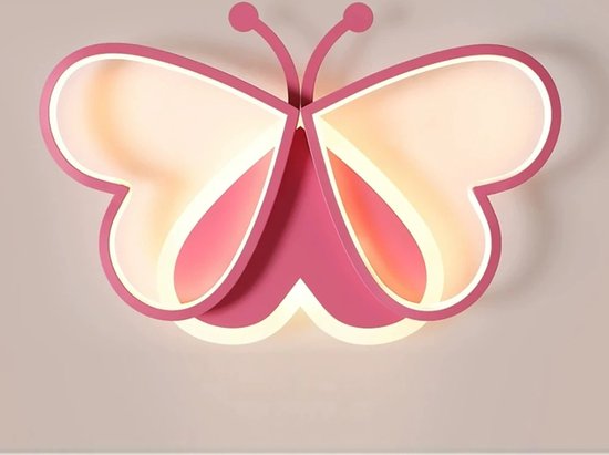 Butterfly Plafonnière - Roze 50 cm LED Plafondlamp - Vlinder Design - Acryl Plafondverlichting 220V - Moderne Flush Mount Lamp voor Slaapkamer