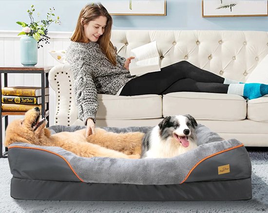 Whoopr® Hondensofa - Groot Hondenbed - Hondenmand - Zacht en Comfortabel - Anti-Allergie Warm Fleece - Verwijderbare en Wasbare Hoes - Waterdicht Huisdierbed - 135 x 100 x 33 cm - Maat 3XL