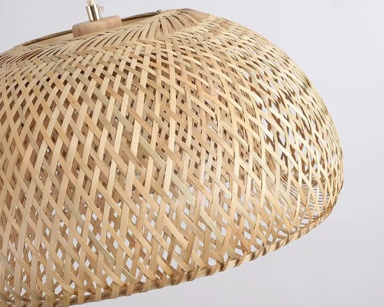Rotan Hanglamp - 30 x 18 x 120 cm – Beige Kroonluchter – Rieten Plafondlamp – Handgeweven Boho Lamp – Voor Eetkamer, Keuken & Woonkamer