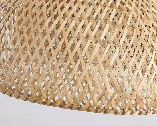 Rotan Hanglamp - 30 x 18 x 120 cm – Beige Kroonluchter – Rieten Plafondlamp – Handgeweven Boho Lamp – Voor Eetkamer, Keuken & Woonkamer
