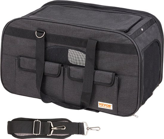 Whoopr® - Reismand Kat en Hond - Huisdier Drager Trolley - Ademend Reistas met Telescopische Handgreep, Wielen en Schouderriem - Draagbare Rugzak - Draagtas Honden - Perfect voor Uitgaan en Reizen met Honden en Katten