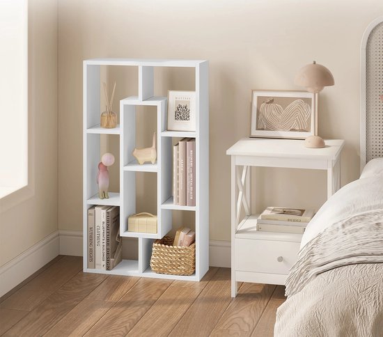 Witte Hangende Wandplank - Wandplank Zwevend - Zwevende Boekenkast - Opslagplank voor Planten, Boeken en Decoratie - Organizer voor Woonkamer, Slaapkamer en Keuken - 85x16x48cm