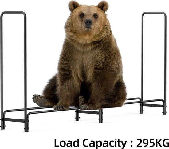 Heavy Duty Metalen Brandhoutrek voor Buiten - Hout Rek - Houtopslag Log Houder voor Haard, Terras en Patio - Duurzaam Stapelrek voor Brandhout - 232.7x34.8x117.8cm