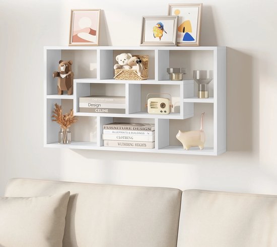 Witte Hangende Wandplank - Wandplank Zwevend - Zwevende Boekenkast - Opslagplank voor Planten, Boeken en Decoratie - Organizer voor Woonkamer, Slaapkamer en Keuken - 85x16x48cm