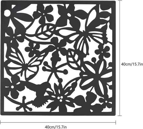 24-delig Kamerscherm - Bloemen Patroon - Scheidingswand - Ruimteverdeler - Wandpanelen - Decoratie - Room Divider Screen - Woonkamer - Stevig & Flexibel - Duurzaam Kunststof - 24 stuks - Makkelijk Te Monteren - 40x40 cm per paneel - Dikte: 0.1 cm