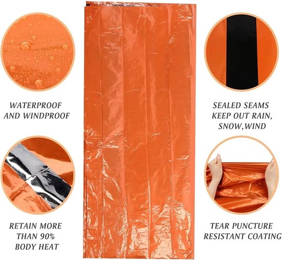 Ultra-Waterdichte Mylar Noodslaapzak - Lichtgewicht - Thermisch Overlevingsdeken - Warmtebehoud voor Kamperen en Wandelen - Survival - Nooddeken - Nooddekens set van 3 - Groen