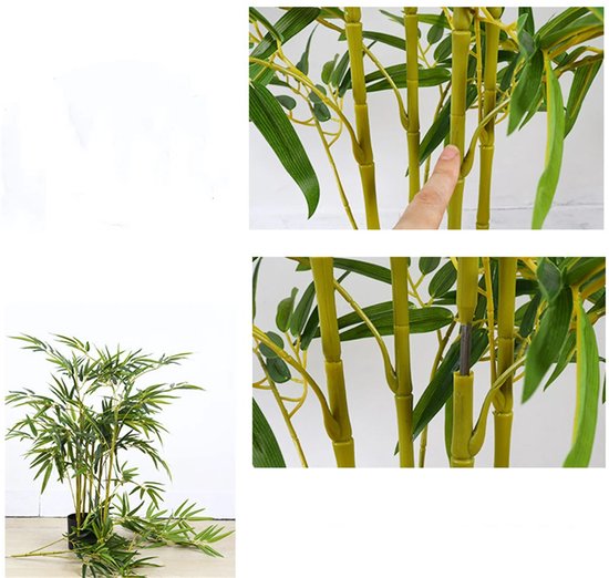 Kunstmatige Bamboeboom in Pot – Levensechte Bamboe met Zijdebladeren – Decoratieve Kunstplant voor Binnen & Buiten, Woonkamer, Kantoor of Thuis - Plant 150 cm Hoog