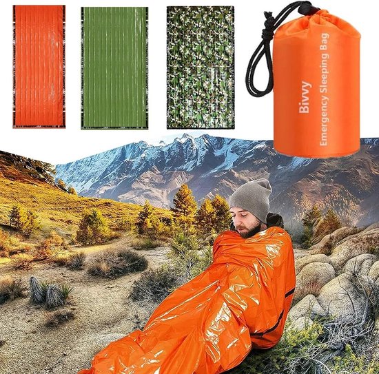 Ultra-Waterdichte Mylar Noodslaapzak - Lichtgewicht - Thermisch Overlevingsdeken - Warmtebehoud voor Kamperen en Wandelen - Survival - Nooddeken - Nooddekens set van 3 - Groen