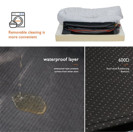 Whoopr® Hondensofa - Groot Hondenbed - Hondenmand - Zacht en Comfortabel - Anti-Allergie Warm Fleece - Verwijderbare en Wasbare Hoes - Waterdicht Huisdierbed - 135 x 100 x 33 cm - Maat 3XL