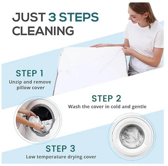 Wigkussen 50x50x26 cm – Orthopedisch Steunkussen - Verhoogd Driehoekskussen met Luchtlaagschuim – Reflux Kussen - Rugsteun bij Slapen, & Herstel na Operatie – Leeskussen - Comfortabel Slaapkussen voor Bed, Bank of Kantoor