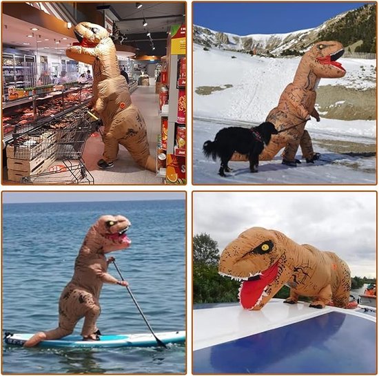 Opblaasbaar T-rex Dinosaurus kostuum - Dinopak - Dinosauruspak Kinderen - Carnaval - Carnavalskleding - Feest Kostuum - Voor lengte 110-150 cm