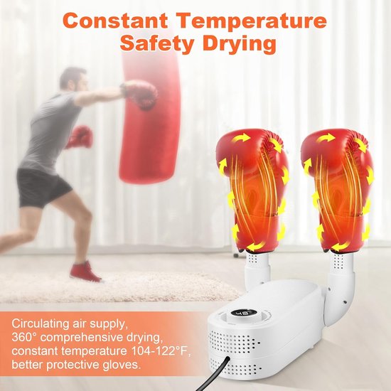 Schoenverfrisser - Bokshandschoen & Schoenendroger - Geurvreter voor schoenen - Elektrische Droger met Smart Timer - Opvouwbaar Design - Schoendroger - Sneldrogend & Geurverwijderend - EU Stekker 1m - 28 x 8 cm (LxB)