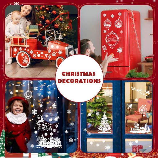243 Stuks Kerst Raamstickers – Kerstdecoratie – Herbruikbare Dubbelzijdige Statische Stickers – Feestdecoratie – Kerstversiering – Kerstmis Raamsticker - 9 Vellen 20x30 cm