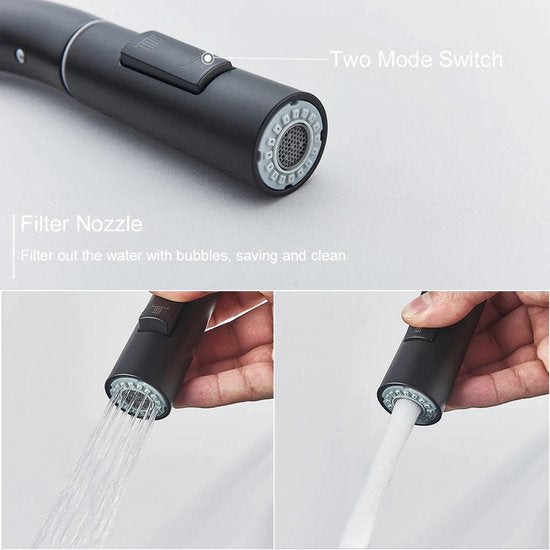 Uittrekbare Keukenkraan met Sensor & Touch Control – 2-Functie Mengkraan met Sproeier – Draaibare Kraan - Wastafelkraan met Enkele Handgreep - RVS