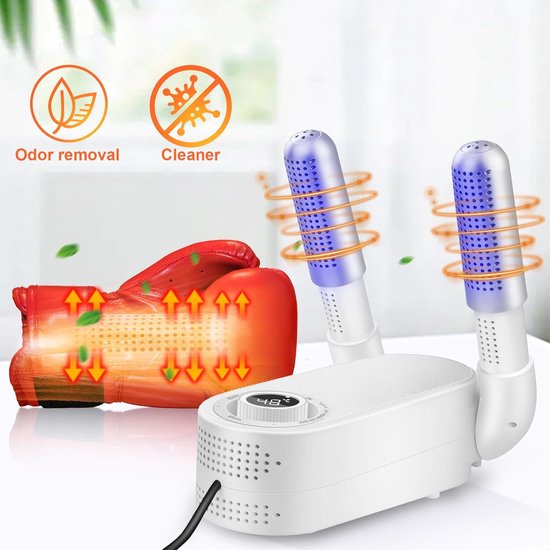 Schoenverfrisser - Bokshandschoen & Schoenendroger - Geurvreter voor schoenen - Elektrische Droger met Smart Timer - Opvouwbaar Design - Schoendroger - Sneldrogend & Geurverwijderend - EU Stekker 1m - 28 x 8 cm (LxB)