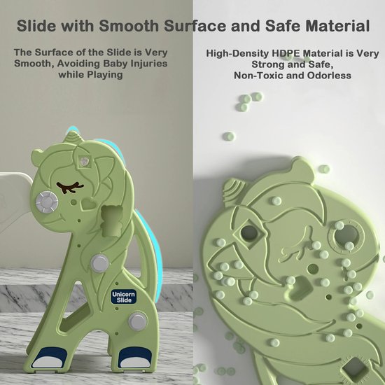 Unicorn Slide - Opvouwbare Glijbaan Klimmer met Basketbalstandaard - Veilige Mini Speeltuin voor Kinderen - Perfect Cadeau voor Feestdagen - 142 x 68 cm L x H - Roze