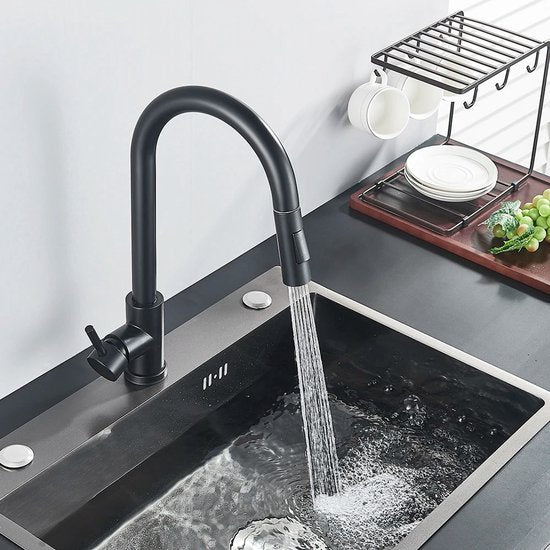 Uittrekbare Keukenkraan met Sensor & Touch Control – 2-Functie Mengkraan met Sproeier – Draaibare Kraan - Wastafelkraan met Enkele Handgreep - RVS