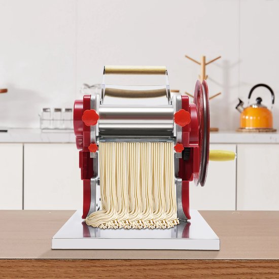 Handmatige Noodle en Pastamachine - Dumpling Wrapper Machine - Roestvrijstalen Pastamaker - Spaghetti Deegroller - Keukenapparaat voor Thuisgebruik