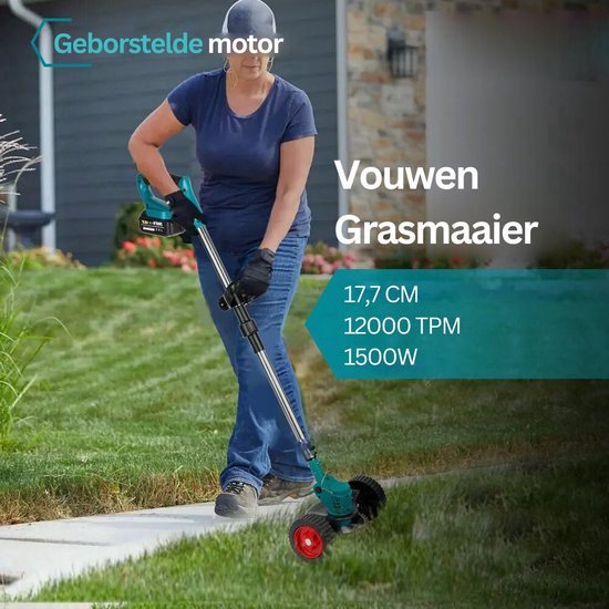 Whoopr® Elektrische Grastrimmer - Onkruidborstel Accu - Geschikt voor 18V Accu's - Bosmaaier - Grasmaaier - Kantenmaaier - Draadloos - Tuingereedschap - 2X Accu - In Hoogte Verstelbaar