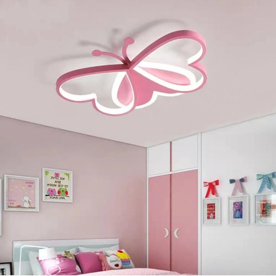Butterfly Plafonnière - Roze 50 cm LED Plafondlamp - Vlinder Design - Acryl Plafondverlichting 220V - Moderne Flush Mount Lamp voor Slaapkamer