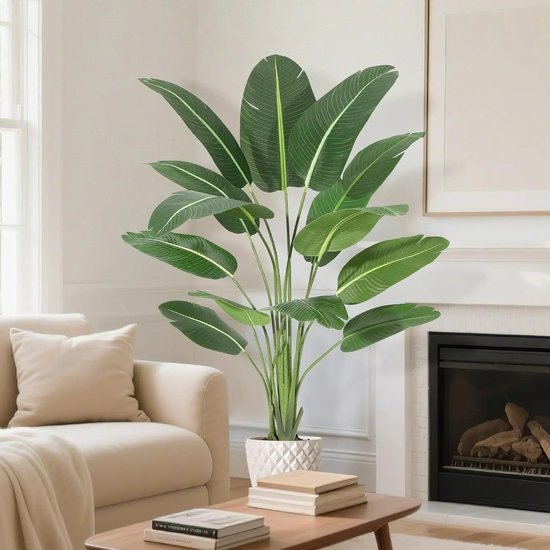 Kunstmatige Paradijsvogelplant 170 cm – Grote Kunstplant met Realistische Bladeren – Plant met Pot voor Woonkamer, Kantoor, Binnen & Buiten Decoratie