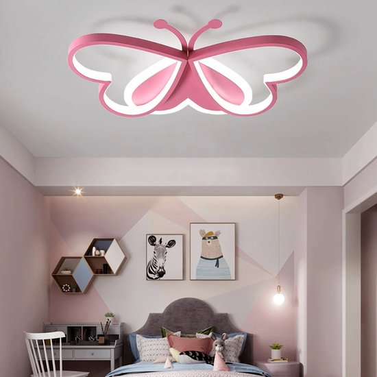 Butterfly Plafonnière - Roze 50 cm LED Plafondlamp - Vlinder Design - Acryl Plafondverlichting 220V - Moderne Flush Mount Lamp voor Slaapkamer