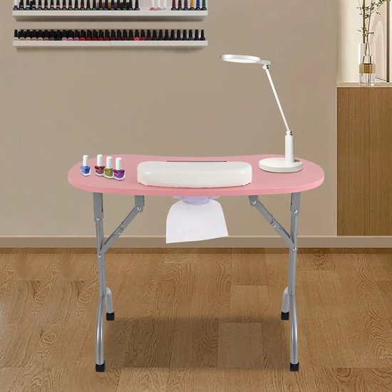 Opvouwbare Nageltafel met Wielen - Inklapbaar - Tafel Nagelsalon - Multifunctionele Draagbare Manicure Tafel met MDF Tafelblad voor Thuis en Nagelstudio's - 90x40x72,5 cm