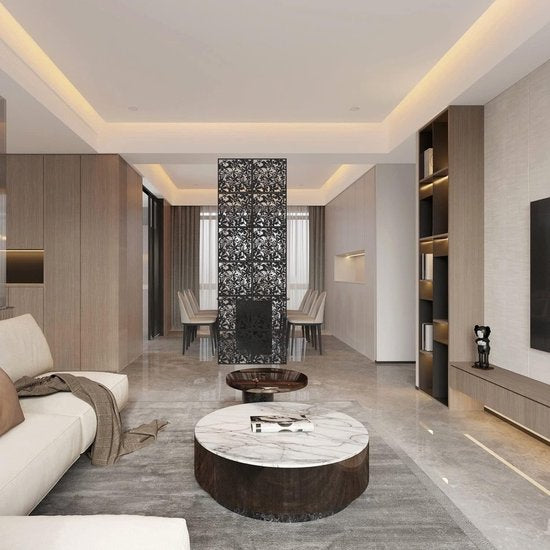 24-delig Kamerscherm - Bloemen Patroon - Scheidingswand - Ruimteverdeler - Wandpanelen - Decoratie - Room Divider Screen - Woonkamer - Stevig & Flexibel - Duurzaam Kunststof - 24 stuks - Makkelijk Te Monteren - 40x40 cm per paneel - Dikte: 0.1 cm