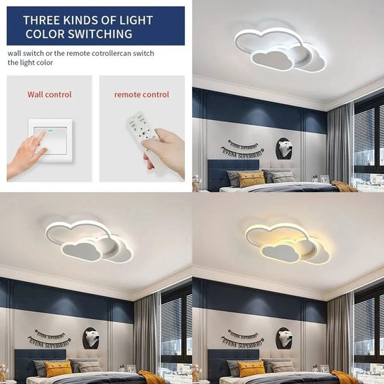Cloud Plafondlamp - LED Plafondlamp 32W - Dimbare Afstandsbediening 3000-6500K - 2800LM - Voor Woonkamer, Slaapkamer & Kinderkamer