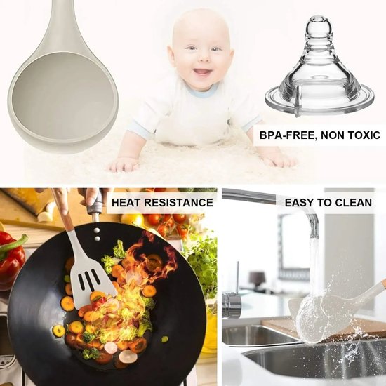 36-Delige Kookset Met Houder - Kookgerei - BBQ - Gourmet - Complete Keukengerei Set: Pasta Lepel, Spatel, Soeplepel, Turner, Keukentang Pizzasnijder, Kwastje en Garde