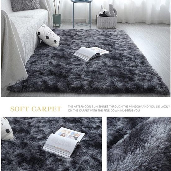 Hoogpolig tapijt, 120 x 160 cm, antraciet, modern pluizig tapijt, woonkamer, kinderkamer, decoratie, slaapkamer, hal, loper, outdoor tapijt, bonttapijt, bonttapijt, shaggy, eenkleurig, bedkleed