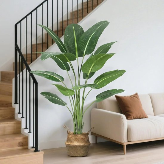 Kunstmatige Paradijsvogelplant 170 cm – Grote Kunstplant met Realistische Bladeren – Plant met Pot voor Woonkamer, Kantoor, Binnen & Buiten Decoratie