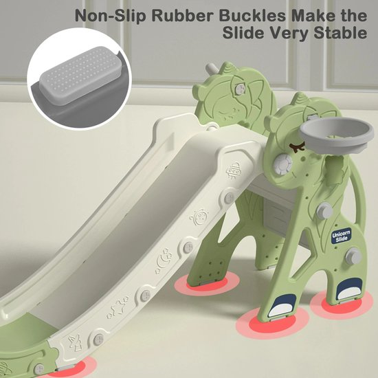 Unicorn Slide - Opvouwbare Glijbaan Klimmer met Basketbalstandaard - Veilige Mini Speeltuin voor Kinderen - Perfect Cadeau voor Feestdagen - 142 x 68 cm L x H - Roze