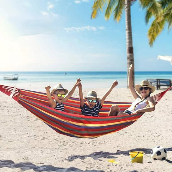 Canvas Hangmat 200x150 cm – Stevige Outdoor Hangmat met Anti-Tip Design & Boomtouwen – Camping Schommelhangmat tot 250 kg Draagvermogen