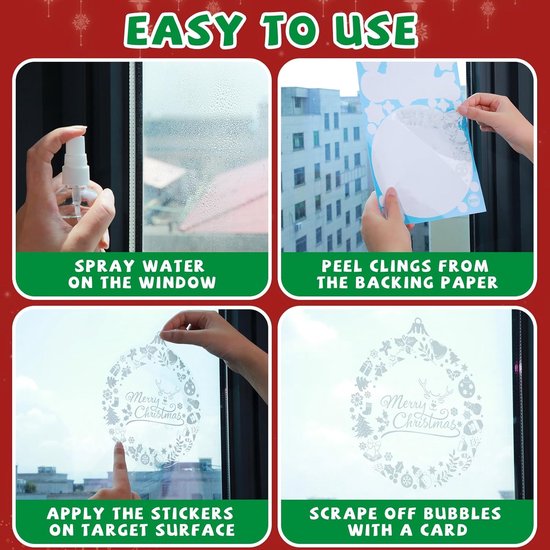 243 Stuks Kerst Raamstickers – Kerstdecoratie – Herbruikbare Dubbelzijdige Statische Stickers – Feestdecoratie – Kerstversiering – Kerstmis Raamsticker - 9 Vellen 20x30 cm