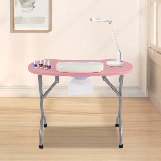 Opvouwbare Nageltafel met Wielen - Inklapbaar - Tafel Nagelsalon - Multifunctionele Draagbare Manicure Tafel met MDF Tafelblad voor Thuis en Nagelstudio's - 90x40x72,5 cm