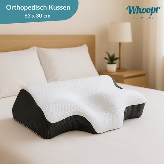 Orthopedisch Traagschuim Nekkussen - Ergonomisch Vlinder Slaapkussen - Cervicaal Hoofdkussen - Memory Foam voor Nekklachten - Comfortabel Bedkussen - Voor Hoofd, Nek en Schouders - Voor Alle Slapers - 63 x 30 cm
