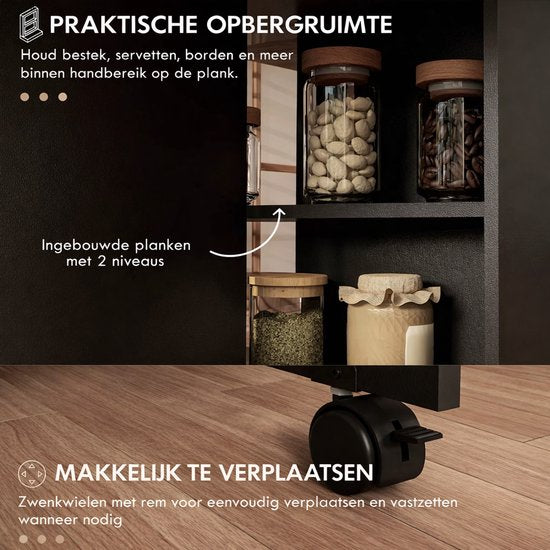 Opvouwbare Eettafel 75×140×74 cm – Klaptafel Hout in Naturel & Zwart