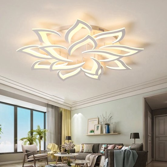 Lotus LED Plafondlamp - Luxueuze Plafonniere - Dimbare Helderheid - Smart Lamp - Art Deco Verlichtingsarmatuur - Bediening via Telefoon App - Koud en Warm Licht