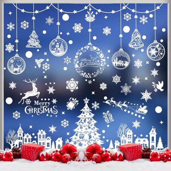 243 Stuks Kerst Raamstickers – Kerstdecoratie – Herbruikbare Dubbelzijdige Statische Stickers – Feestdecoratie – Kerstversiering – Kerstmis Raamsticker - 9 Vellen 20x30 cm
