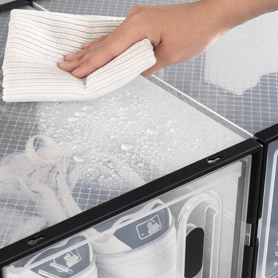 Set van 18 Sneakerboxen - Sneakerbox Organizer - Schoenendozen – Transparante Magnetische Deur – Stapelbare Opbergboxen & Organizers – 35x25x19 cm – Zwart