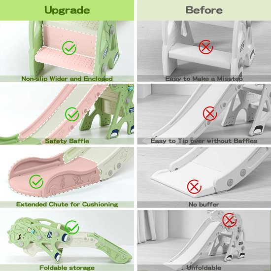 Unicorn Slide - Opvouwbare Glijbaan Klimmer met Basketbalstandaard - Veilige Mini Speeltuin voor Kinderen - Perfect Cadeau voor Feestdagen - 142 x 68 cm L x H - Roze