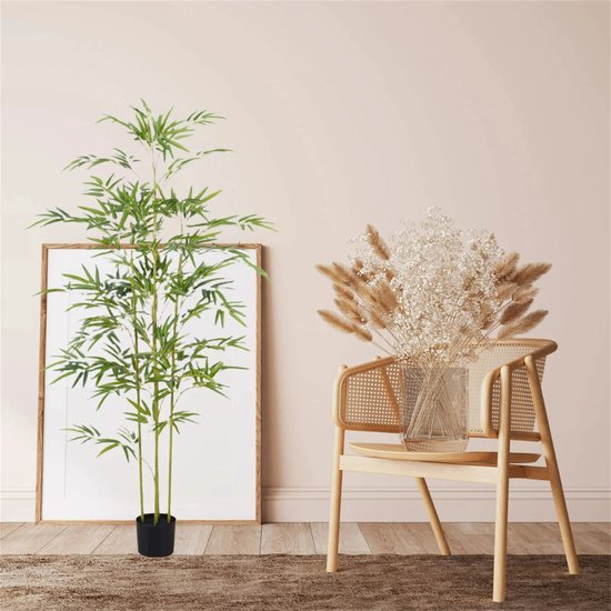 Kunstmatige Bamboeboom in Pot – Levensechte Bamboe met Zijdebladeren – Decoratieve Kunstplant voor Binnen & Buiten, Woonkamer, Kantoor of Thuis - Plant 150 cm Hoog