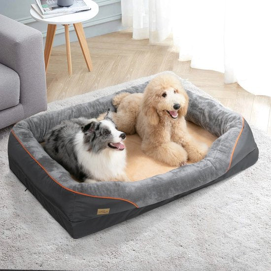 Whoopr® Hondensofa - Groot Hondenbed - Hondenmand - Zacht en Comfortabel - Anti-Allergie Warm Fleece - Verwijderbare en Wasbare Hoes - Waterdicht Huisdierbed - 135 x 100 x 33 cm - Maat 3XL