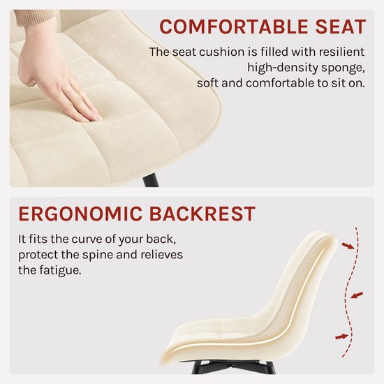 4-delige Set Draaibare Eetkamerstoelen – Fluwelen Gestoffeerde Stoelen – Zachte & Ergonomische Keukenstoelen – 360° Draaibaar – Voor Eetkamer, Woonkamer & Restaurant - Velvet - Zwart