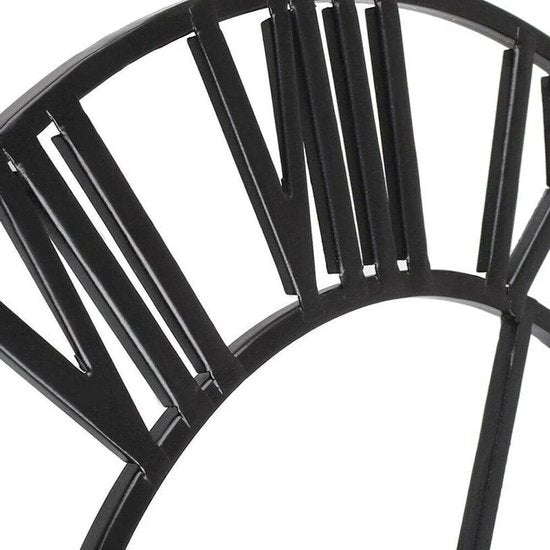 Moderne Industriële Wandklok - Retro Ronde Metalen Klok met Romeinse Cijfers - Hoogwaardig en Duurzaam Metaal - Industrieel - Woonkamerdecoratie - 40 cm diameter - Zwart