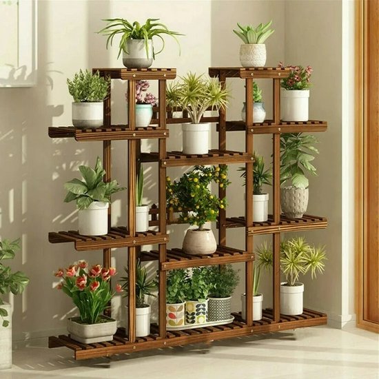 Cozy Cottage® - Grote Plantenstandaard - 11 Lagen - Plantentafel Hout - Houten Plantstand - Plantenrek voor Binnen en Buiten - Opslagrek voor Tuin - 114x25x116cm