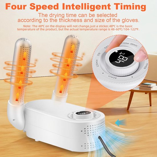 Schoenverfrisser - Bokshandschoen & Schoenendroger - Geurvreter voor schoenen - Elektrische Droger met Smart Timer - Opvouwbaar Design - Schoendroger - Sneldrogend & Geurverwijderend - EU Stekker 1m - 28 x 8 cm (LxB)