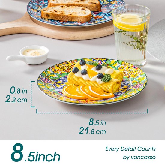 24-Delige Boheemse Stijl Keramische Serviesset - Serviesset 6 persoons - Hoogwaardig Steengoed Servies met Dinerborden, Dessertborden, Soepkommen en Ontbijt/Pasta Schalen